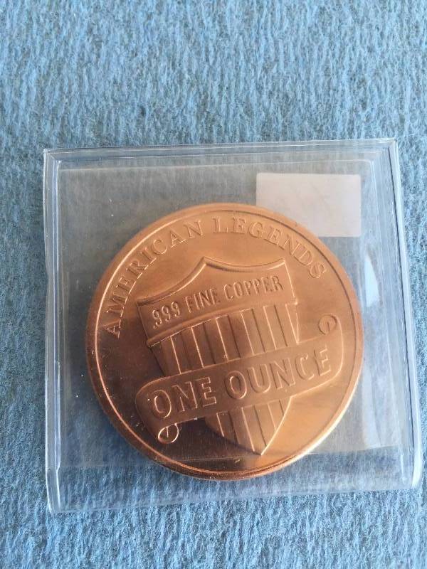 ONE OUNCE .999 COPPER ROUND LINCOLN