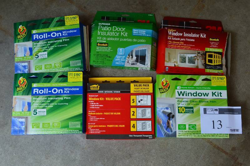 lot 13 image: Lot of Window Insulation Kits Including Duck Roll ON Window Kits, 1 Box is Used (2) Duck Roll On Window Kit For 10 Indoor Windows Outdoor Patio Door Insulator Kit 3M Window Insulation Kit Opened MD Shrink & Seal Kit.