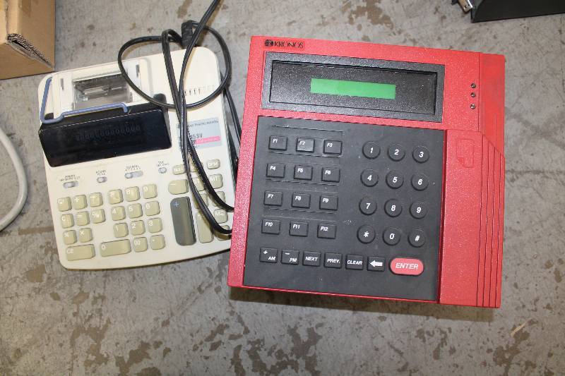 lot 57 image: Lot of (2) Electronic Calculators Including Brands Texas Instrument & Kronos.