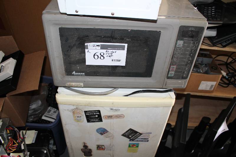lot 68 image: Lot of(2) Including Amana Commercia Microwave LD10MP 1000W w10 Program Pads Refrigerator, Cord Is Cut.