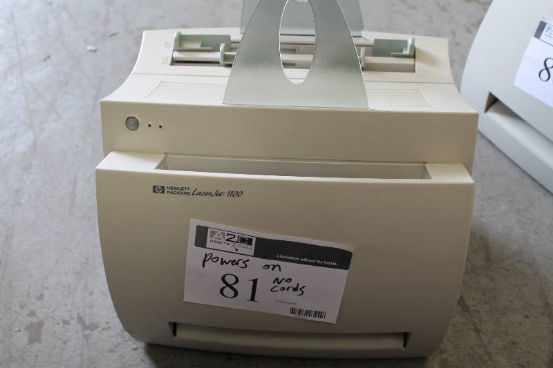 lot 81 image: Hewlett Packard Laserjet 1100 Pwoers On Does Not Include Cords.