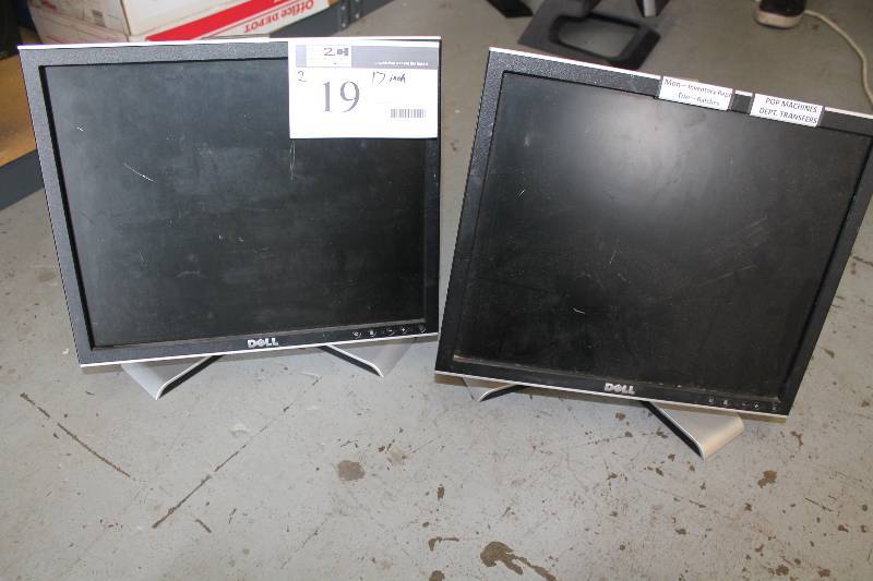 lot 19 image: Lot of (2) Dell Flat Screen Monitors 17.