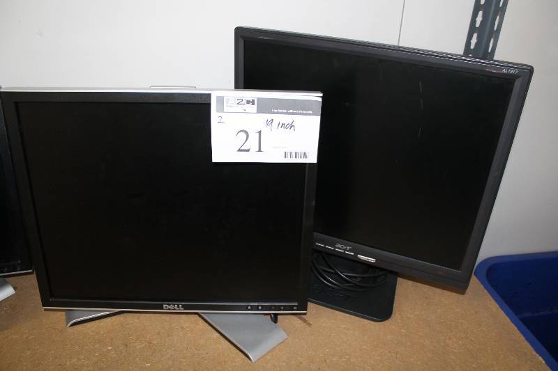 lot 21 image: Lot of (2) Acer LCD Flat Screen Computer Monitors 19.