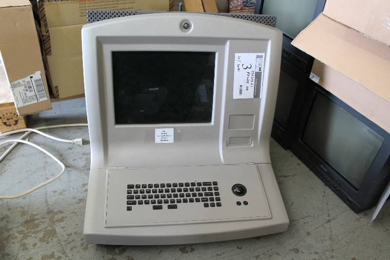 lot 3 image: Olea Information Kiosk 110V60Hz Wi-Fi Capable White keyboard wMonitor 23 x 20 x 21 Powers On,