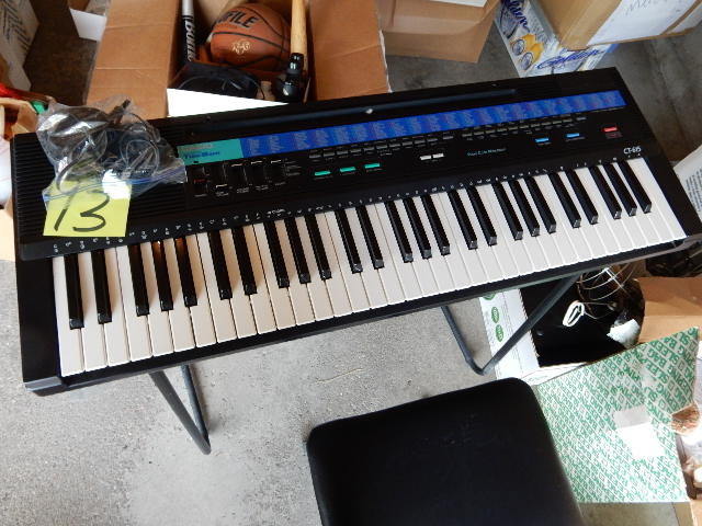 lot 13 image: Casio 210 Sound Tone Bank Electronic Keyboard, Stand and Bench