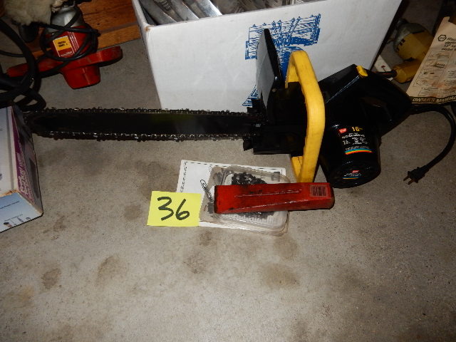 lot 36 image: WEN, 16in Electric Chain Saw and Wedge