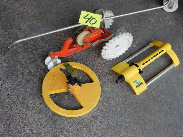 lot 40 image: Thompson, Hose Train (Metal),  and 2 other Nelson Sprinklers