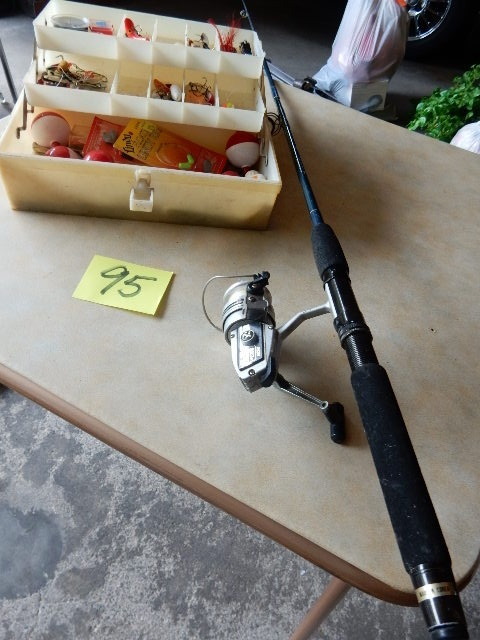 lot 95 image: Fishing Pole and Tackle Box as shown