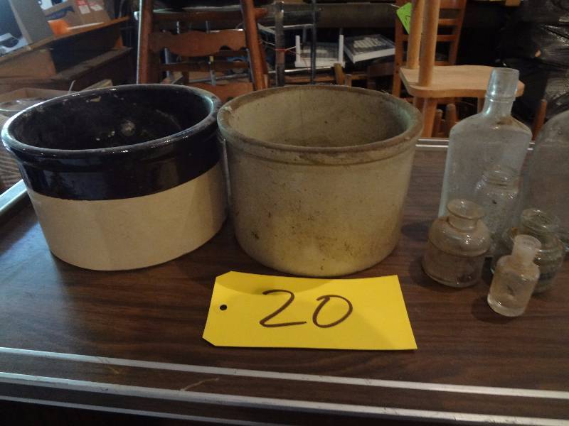 lot 20 image: Four Stoneware Salts, Antique Bottles