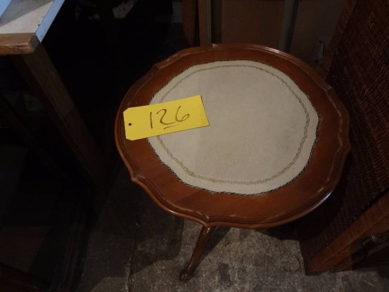 lot 126 image: Wicker Chest, Fancy Side Table