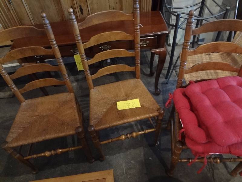 lot 132 image: OakCane Chairs, Cushions