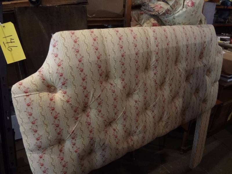 lot 146 image: Upholstered Bed, Pillows,Skirt, Comforter
