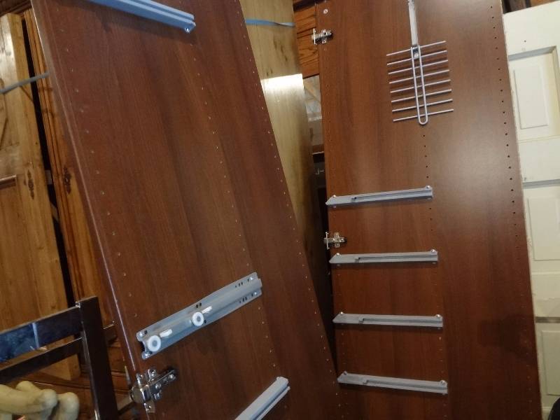 lot 205 image: Ikea Entertainment Center and Wheeled Shelf
