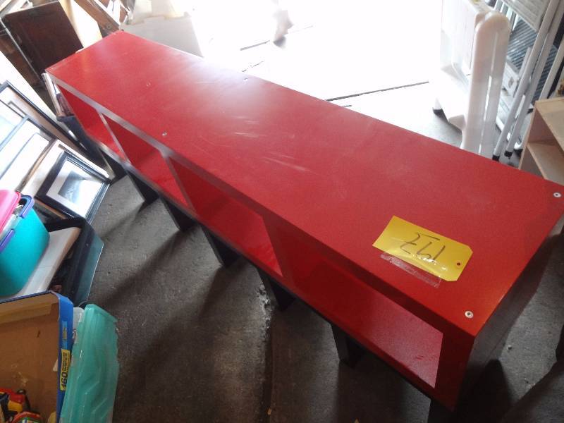 lot 197 image: Neat Red and Black Shelf