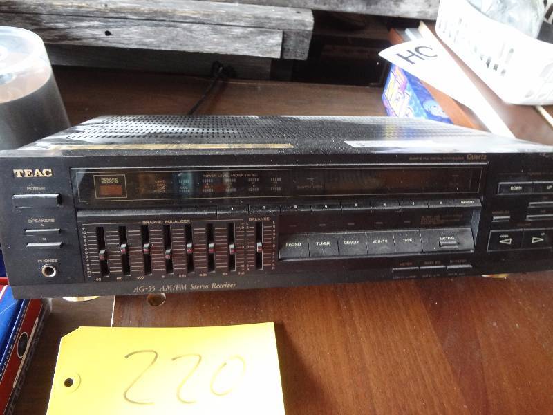 lot 220 image: TEAC Stereo, Pot and Pan Hanger, Salt Thing, CDs