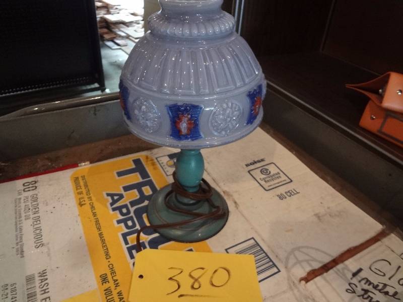 lot 380 image: Glass Shade Lamp, Milk Glass Lamp