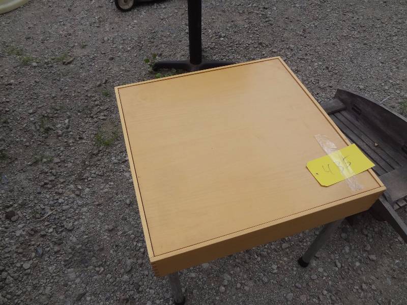 lot 435 image: Wood Table, Metal Legs