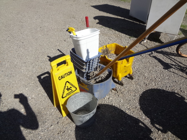 lot 611 image: Mops, Buckets,Pail, Sign