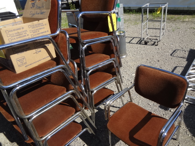 lot 627 image: Lot of Chrome and Velvet Chairs