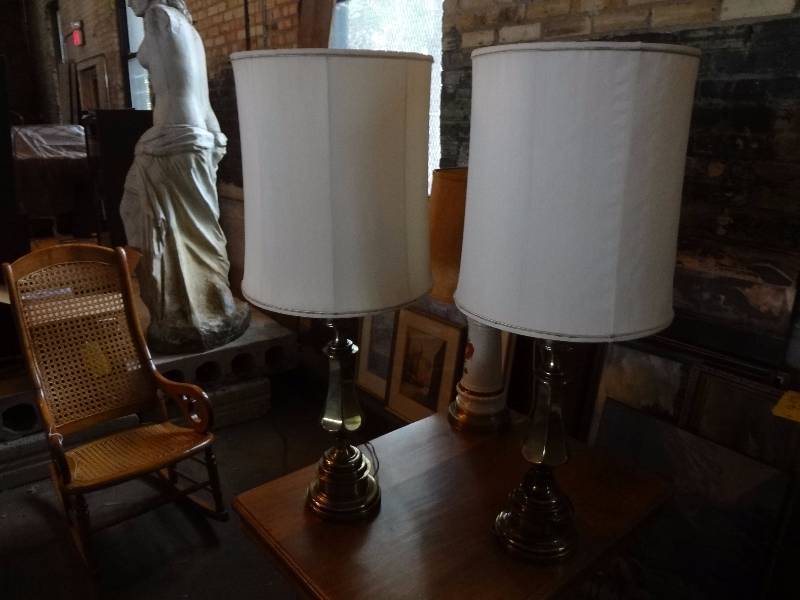 lot 457 image: Two Heavy Brass Lamps