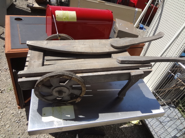 lot 441 image: Ornamental Wood Wheel Barrow