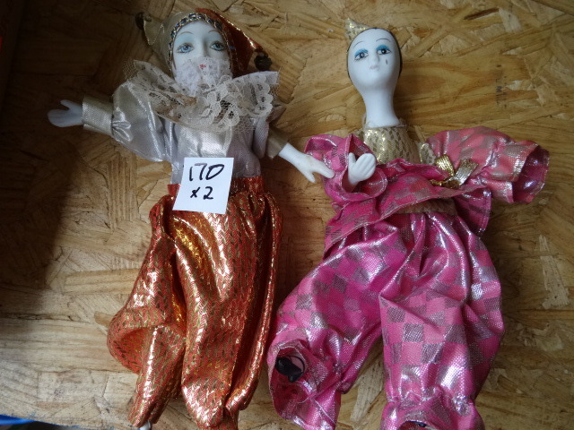lot 170 image: 2 Ceramic Jester Dolls