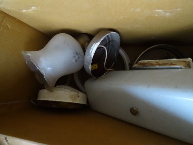 lot 163 image: Box of Vintage light fixtures and covers