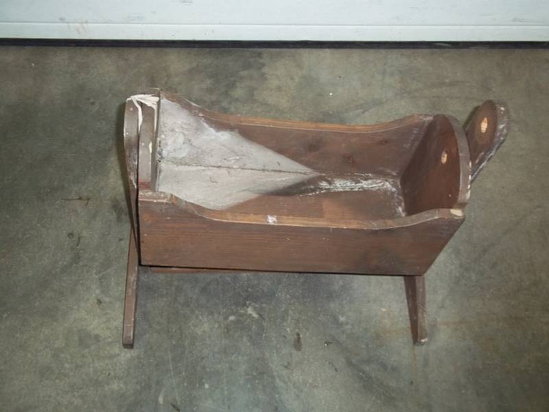 Vintage wood doll cradle