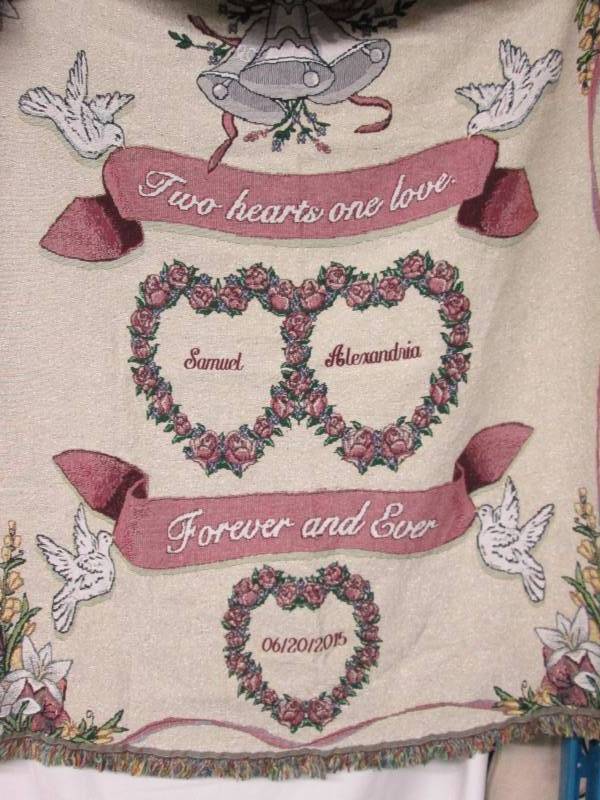 lot 100 image: WeddingAnniversary Personalized Throw