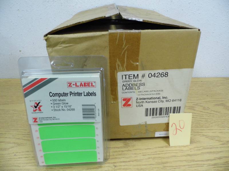 lot 20 image: New Case of Green Address Labels