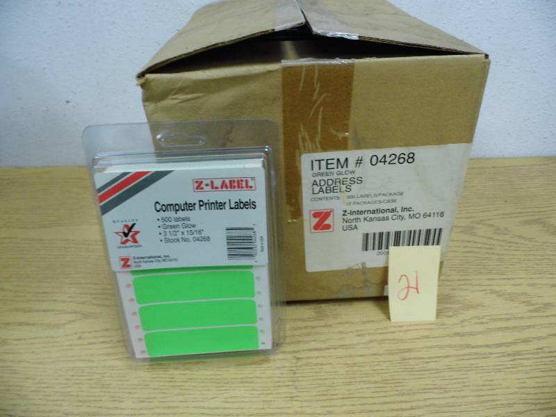 lot 21 image: New Case of Green Address Labels