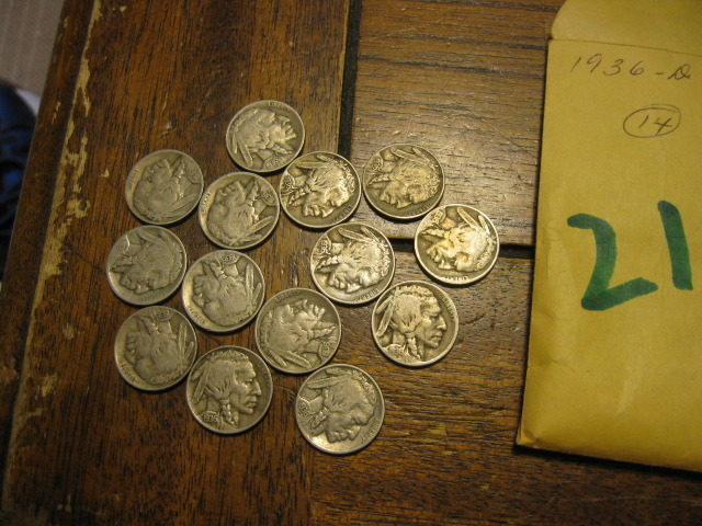 14 1936 D Full Date Buffalo Nickels