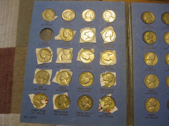 Jefferson Nickel Book Near Complete missing only 3 Nickels Includes all Silver Nickels
