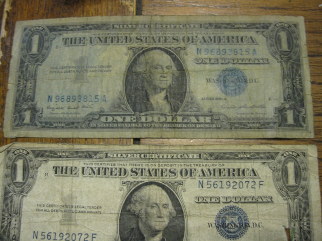 3 Ripped, Stain & Torn Silver Certificates