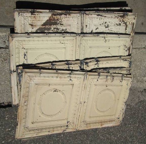 Antique metal ceiling tin removed f...