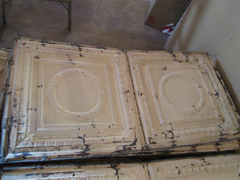 Antique metal ceiling tin removed f...