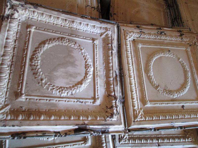 Antique metal ceiling tin removed f...