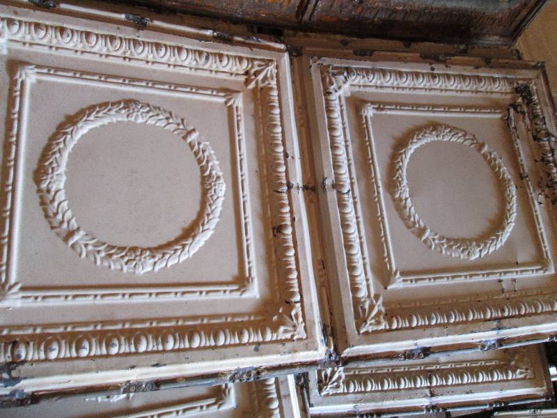 Antique metal ceiling tin removed f...