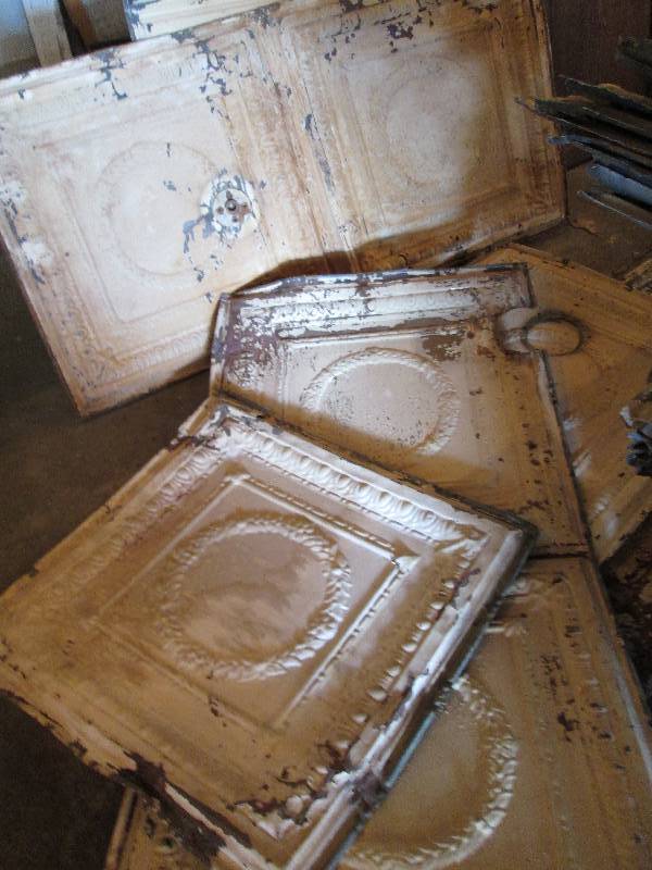 Antique metal ceiling tin removed f...