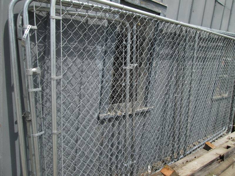 3 framed chain link fence sections,...