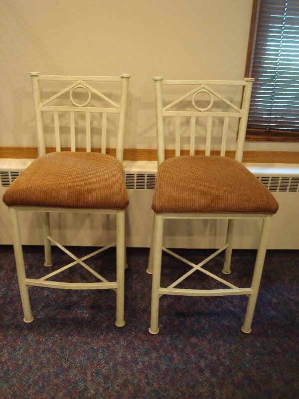 lot 10 image: Pair Of Metal Stool Chairs, Good Condition