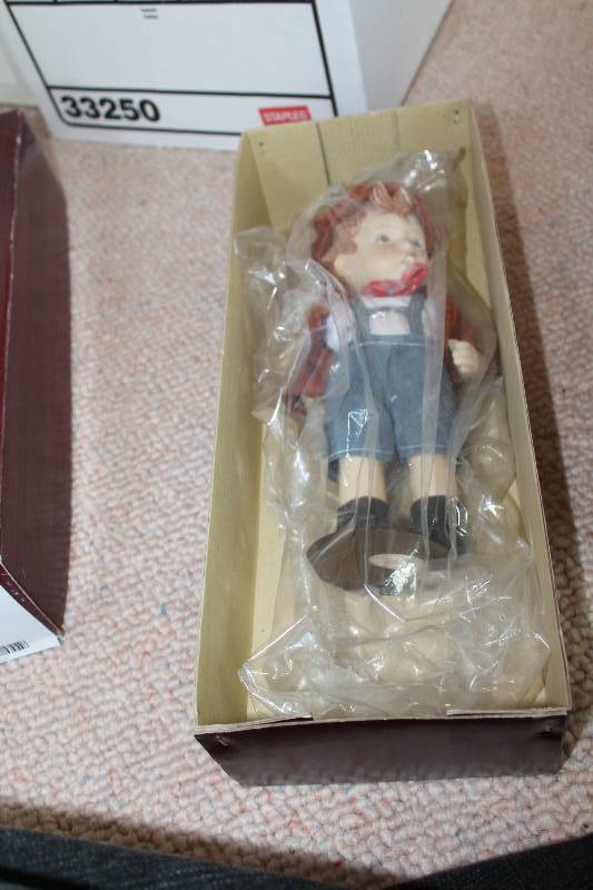 lot 54 image: Scan-Dolls Collectible Dolls In Scandanavian Folk Costumes Village Boy wOveralls.