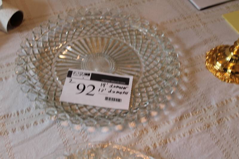 lot 92 image: Lot of (2) Crystal Ware Serving Trays 14 & 12 Diameter.