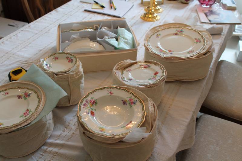 lot 9 image: Vintage Dish Set Old Stafford Shire Johnson Bros. Brand Made In England Includes Dishes, Bowls, Serving Bowls, And More.