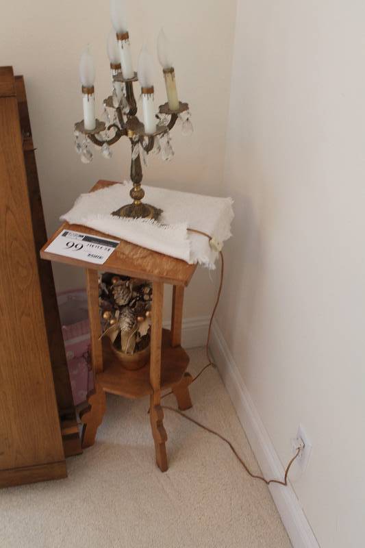 lot 99 image: Wooden Stand wLower Shelf 13 x 13 x 28.