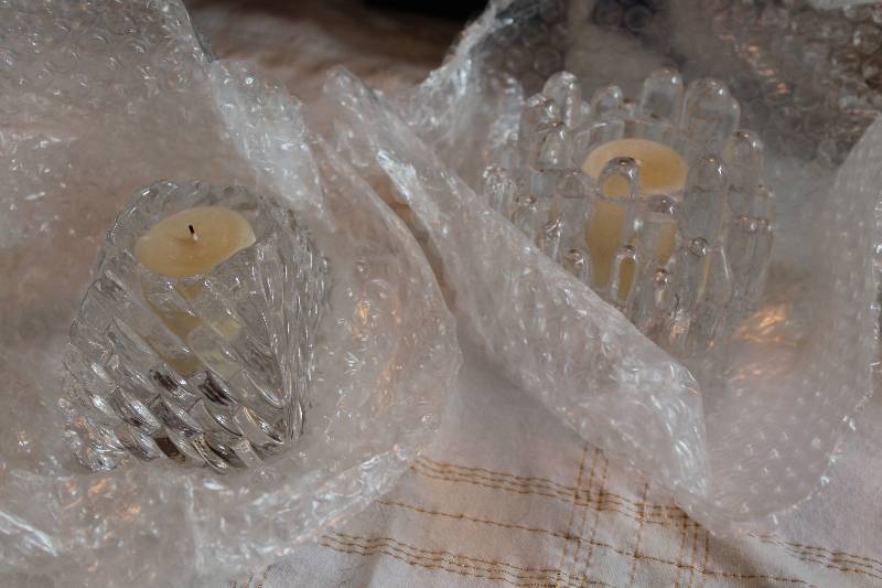 lot 102 image: Lot of (2) Crystal Glass Ware Candle Holders.