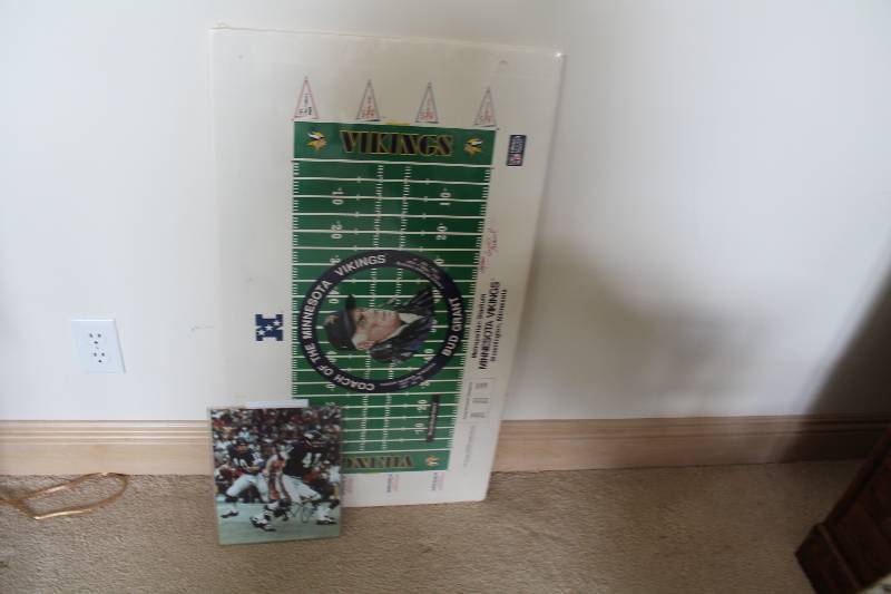 lot 116 image: Lot of (2) Including Signed Minnesota Vikings Sports Poster, Dave Osborn Signed MN Vikings Super Bowl IX Bud Grant Commemorative Poster.