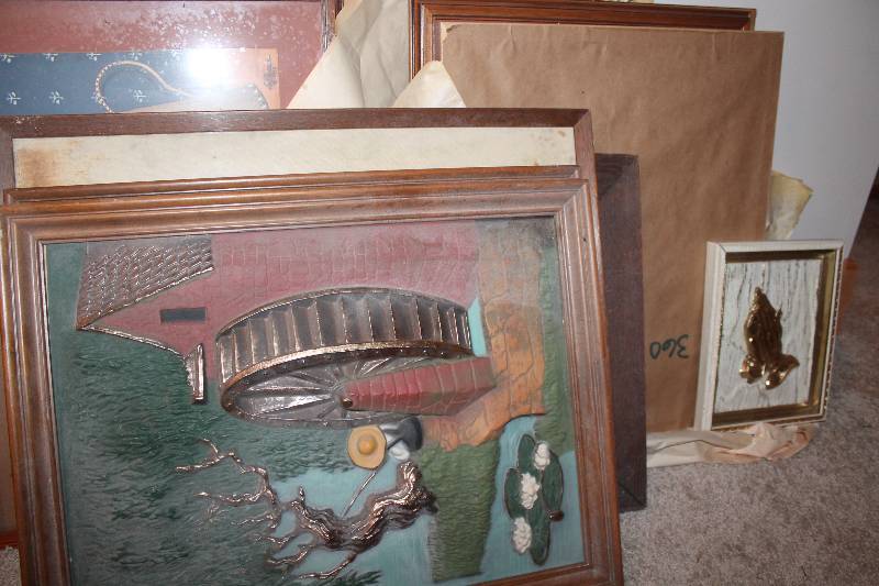 lot 171 image: Lot of (10) Framed Pictures Table Scene, Mill Scene, And More.