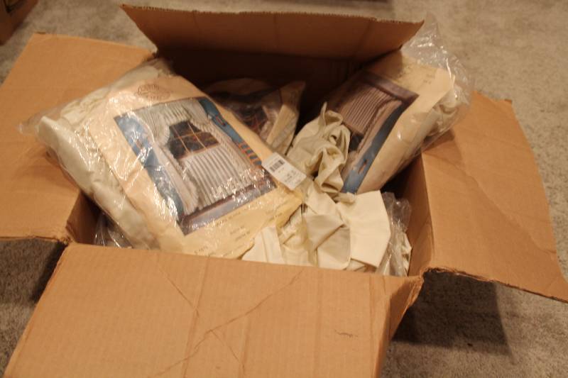 lot 193 image: Box Lot of Curtains Including Style Carolina Ruffle, Natural, 82 x 36.