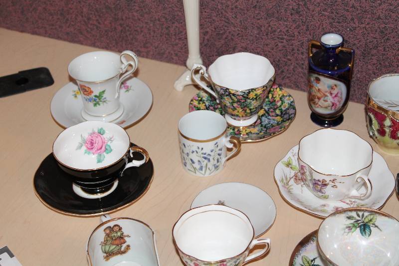 lot 196 image: Shelf Lot Including Collectible Tea Cups & Saucers Dish Ware And More.